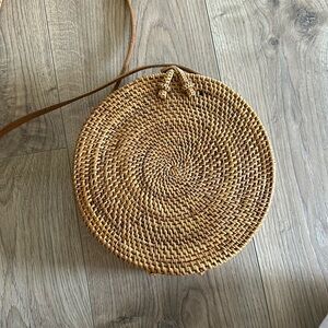 Rattan round crossbody purse